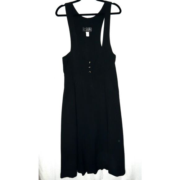 Ciao 1990’s Vintage Rare Plunging Necklines Blach 3 Button Halter Dress Medium - Picture 1 of 7